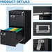 Black Metal File Cabinet with Lock