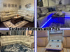 Power Sectional Reclining Sofa Set, Living Room Furniture Sets,Breathing Leather Reclining Sectional Couch with Storage Console/Cup Holder/Led Light for Living Room