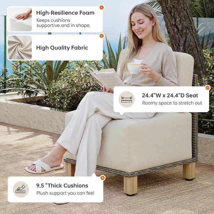 Patio Furniture Set, Outdoor Sectional with 9.5'' Thick Cushion