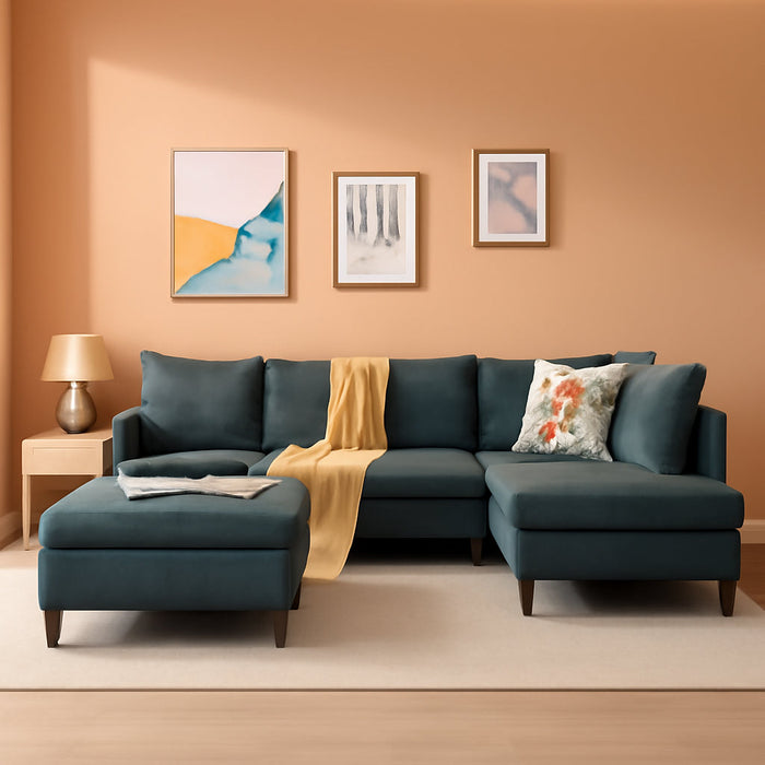 Sectional Sofa Living Room Furniture Set L Shape Couch Linen Fabric for Home Room Decor Bedroom,3 Seater Left Facing Chaise (Grey, 6 Seater Corner with Bulit-In USB Chaise)