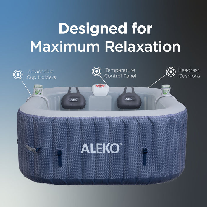 ALEKO Square Inflatable 4 Prs Hot Tub Spa 120 Bubble Jets Lucca Collection