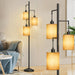 3 Lights Boho Floor Lamps with On/Off Foot Switch Tree Standing Lamp with Hanging Lampshades Farmhouse Floor Lamp Tall Pole Lamp for Living Room Bedroom Office, 3 PCS 6W Bulbs Included