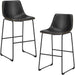 Bar Stools Set of 2, Faux Leather Barstools with Metal Legs | Counter Height 30 Inch Design, Armless with Back, Comfortable, Modern Finish, Kitchen Island, Black