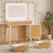 44" Vanity Desk with Mirror and Lights, Makeup Vanity Desk with Power Outlet, Makeup Desk with 5 Drawers&Storage Shelves, Vanity Table 3 Color Adjustable Brightness Dressing Table Set for Bedroom