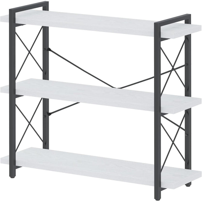 Bookshelf, 3-Tier Industrial Bookcase, Open Book Shelf, Freestanding Horizontal Bookshelves with Metal Frame