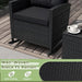 3 Pieces Patio Rocking Chair, Black Wicker Bistro Set (Black)