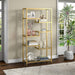 Henn&Hart 68" Tall Rectangular Bookcase in Brass, for Home Office, Living Room | Open Glass Shelving Displays Books, Plants, and Décor in Living Rooms, Offices, or Entryways While Keeping Spaces Bright