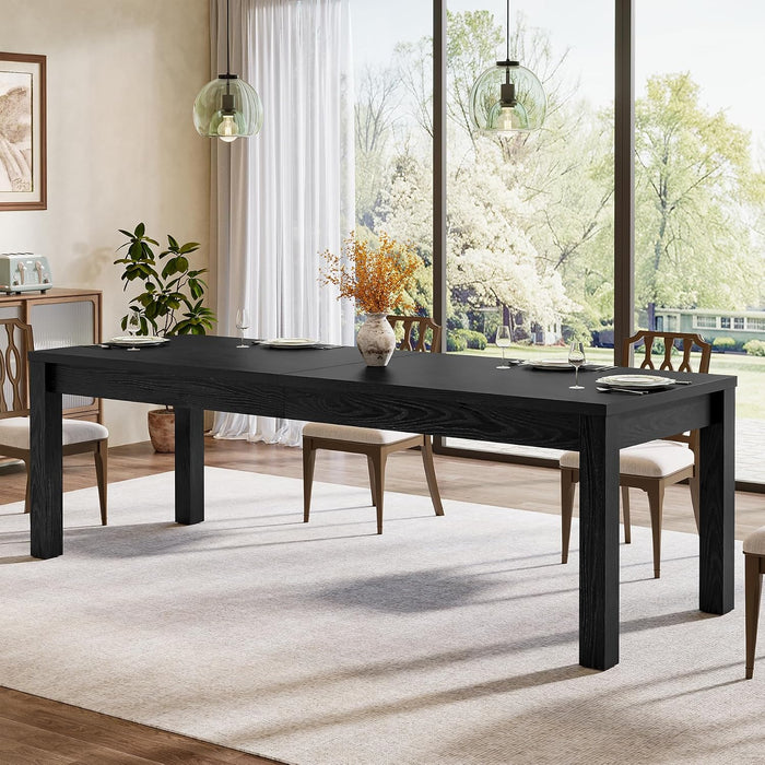 78.7" Large Dining Table for 6 8, Solid Wood Rustic Kitchen Table, Modern Farmhouse Rectangular Dining Desk for Kitchen, Living Room, Black