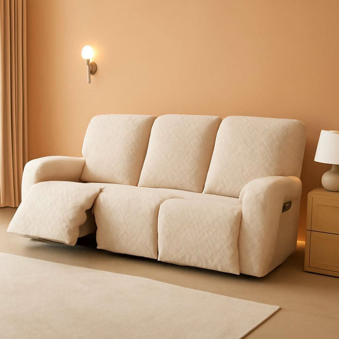 Gennia Waterproof Recliner Sofa Cover,Stretch Reclining Couch Covers with Pockets,Washable Lazy Boy Recliner Slipcovers,Leakproof Sofa Protector for Kids, Pets, Dog and Cat (3 Seat, Beige)