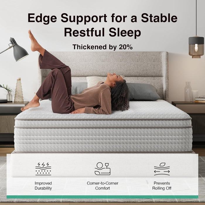 12 Inch Queen Size Mattress, Hypoallergenic & Back Pain Relief, Hybrid Queen Mattresses in a Box with Smarts Coils, Fiberglass Free Certipur-Us Certified Colchones No Box Spring Needed