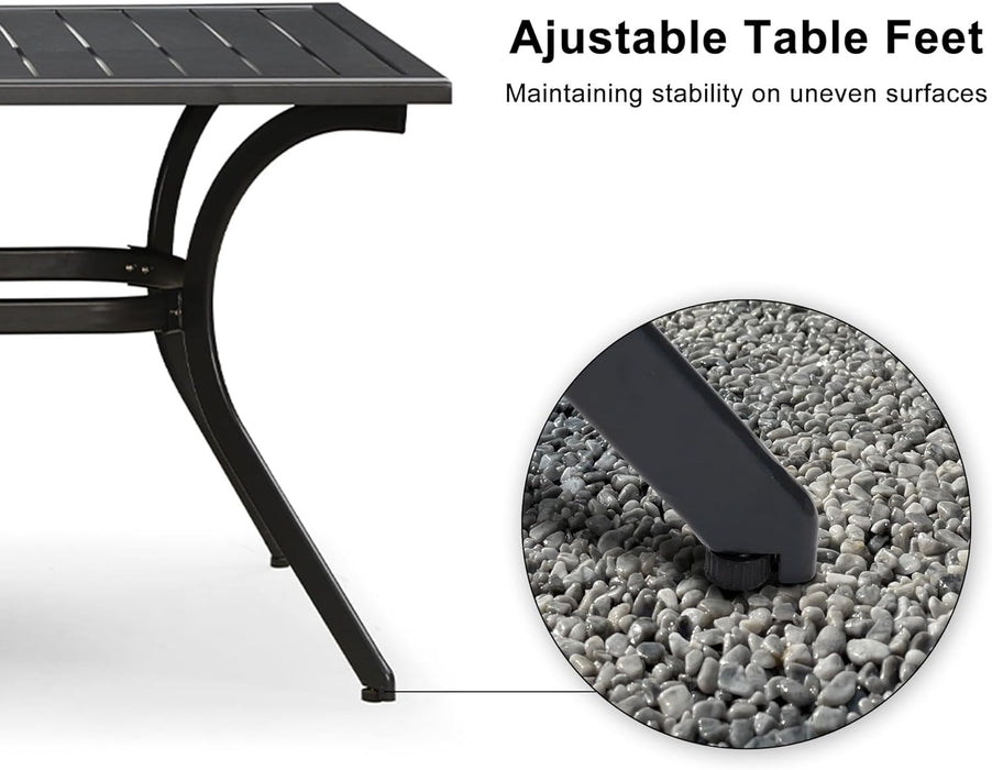 9 Pieces Outdoor Patio Dining Set with 8 Folding Portable Chairs and 1 Rectangle Aluminum Table, Foldable Adjustable High Back Reclining Chairs with Soft Cotton-Padded Seat, Grey