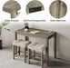 3-Piece Counter Height Bar Table Set with Socket and 2 Fabric Padded Bar Stools, Tall Kitchen Breakfast Dining Table Set with Stools (1+2 Natural)