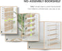 Extra Wide 5 Tiers No Assembly Book Shelves, 51.2" H Folding Bookshelf Bookcase Open Industrial Foldable Shelves for Bedroom, Living Room, Home Office - Natural White