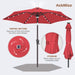 Solar Patio Umbrella with Centre Light, 7.5 Ft Red