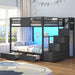 Black FullOverFull Bunk Bed LEDLighting Quality Durable