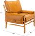 Mid-Century Arm Chair Caramel PU Leather Upholstery