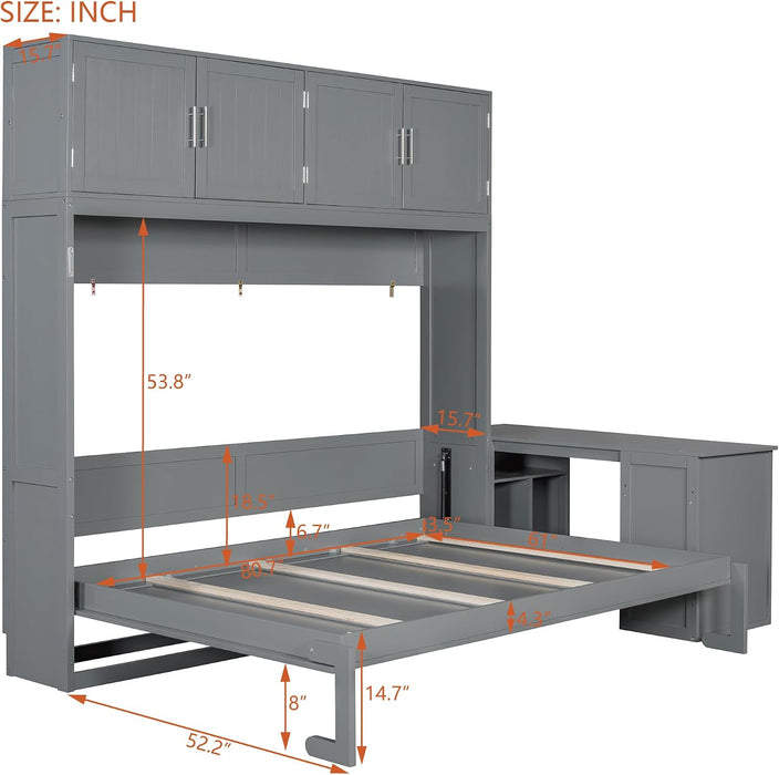 Queen Size Murphy Bed WithIntegratedStorageCabinets