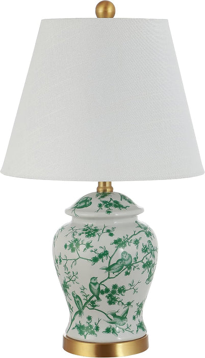 Penelope Ginger Jar 22" LED Table Lamp, White/Green