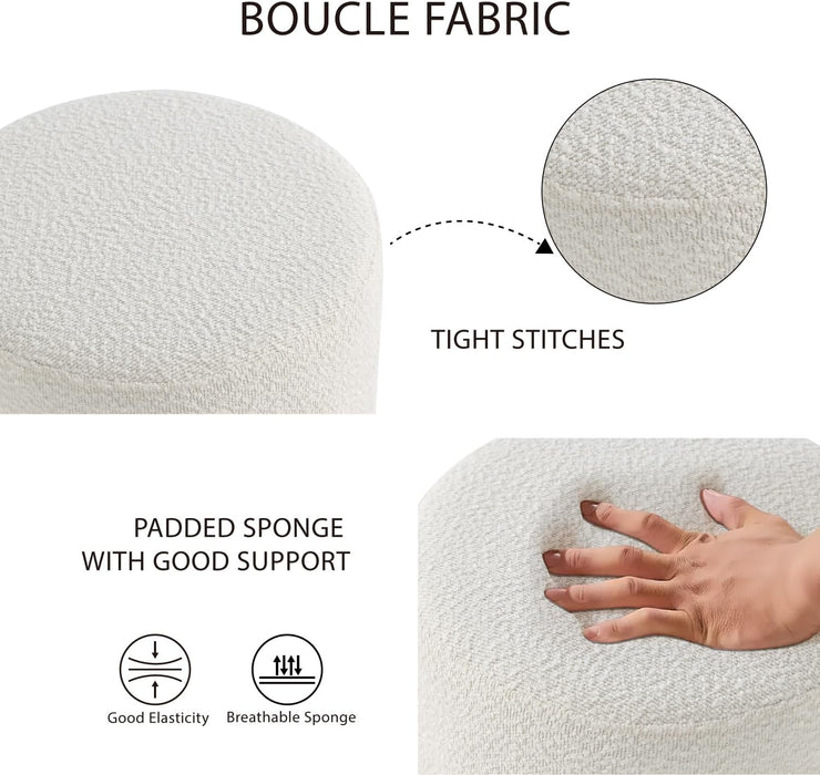 Modern round Ottoman with Soft Padded Seat, Multifunctional Vanity Stool for Makeup, Upholstered Footrest Stool Ottoman Foot Stool for Living Room, Bedroom