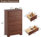 Walnut Dresser for Bedroom with 6 Drawers, 48" Tall Modern Chest of Drawers with Unique Thickened Foot, Rounded Corner Design, Wooden Dresser Organizer for Bedroom, Living Room, Hallway