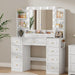 White Premium Illuminated Makeup Vanity With Outlet