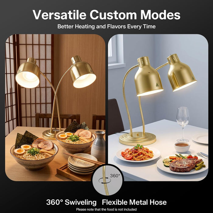 Golden Restaurant Warmer Dual Bulbs 500W Luminaire