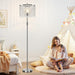 【Upgraded】 Dimmable Crystal Floor Lamps for Living Room, 1000LM LED Bulb Included, Standing Lamp with Knob Switch, Tall Silver Modern Floor Lamp for Bedroom Nursery Office Reading