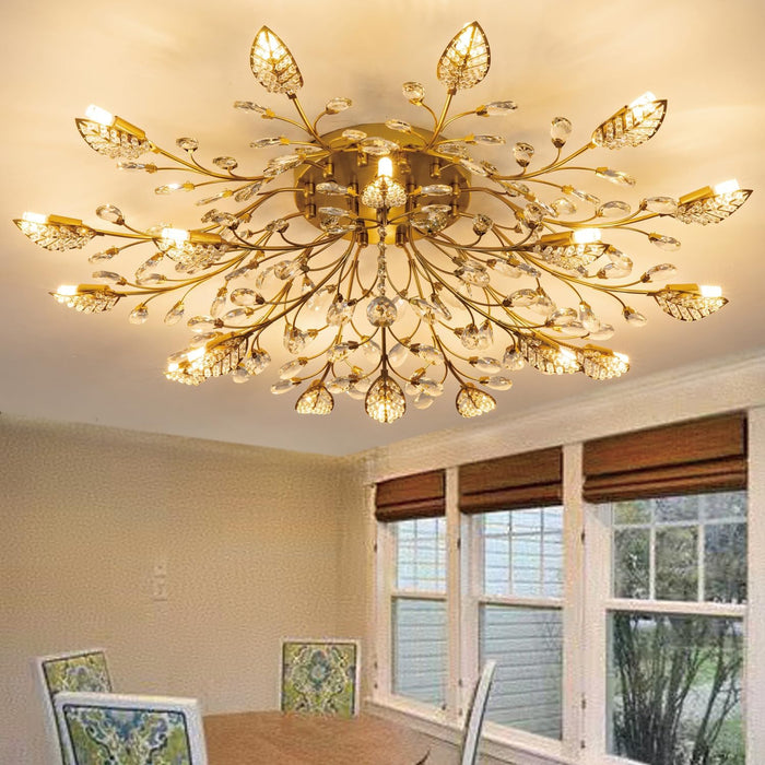 Crystal Luster Ceiling Light Chandelier Semi Flush