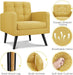 Yellow Compact Mid Century Upholstered Tufted Armchair