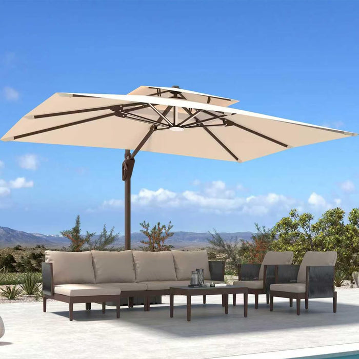 10' X 13 'Patio Umbrella with LED Light Outdoor Cantilever Umbrellas