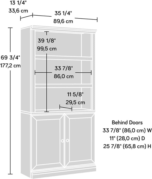 Select Book Shelf, Bookshelf with Storage, Library Bookcase with Doors and Adjustable Shelves, in Grand Walnut
