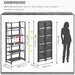No Assembly Folding Bookshelf Book Shelves, 5-Tier 62.2"" H Collapsible Foldable Bookcase Storage Industrial Shelf for Living Room Bedroom Office