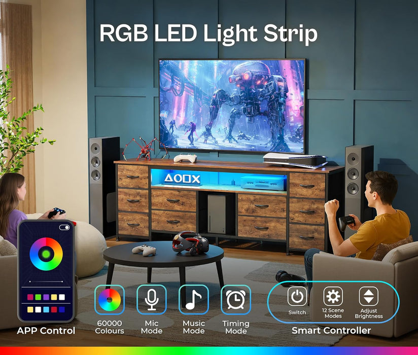 Rustic Brown SixtyThreeInch Multifunctional LED TV Stand