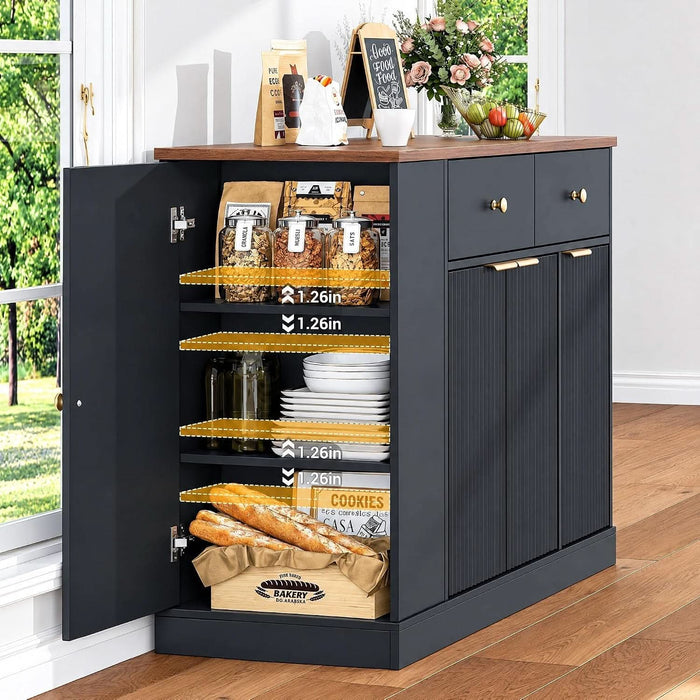 Kitchen Buffet Cabinet, Coffee Bar Cabinet, Black