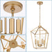 4-Light Gold Farmhouse Chandelier Iron Lantern Pendant Light