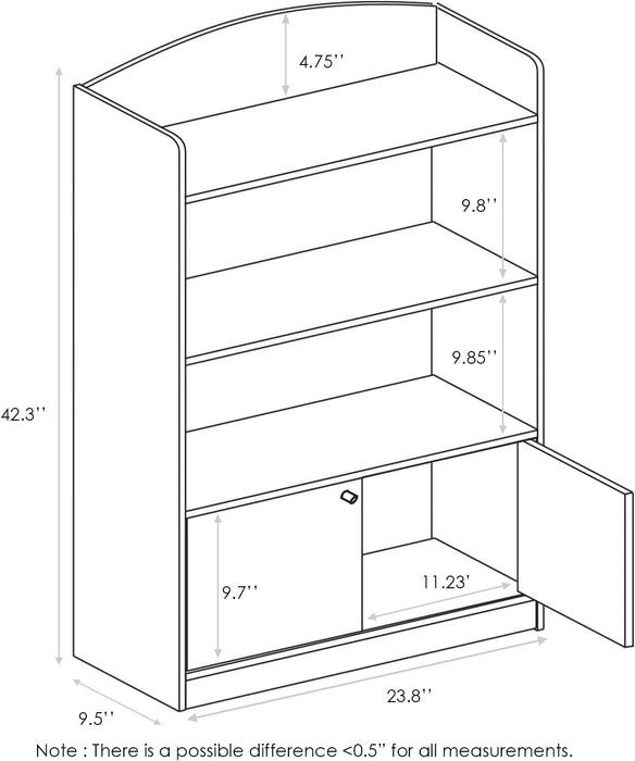 LOVA Book Shelf, Bookshelf with Storage Cabinet, Bookcase with Door, 11.8 X 23.6 X 37.3, for Living Reoom, Bedroom, Home Office, Pink