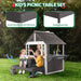 Kids Wooden Playhouse for Outdoor, Cottage with Sink, Picnic Table, Mailbox, Flowerpot Holders, Age 3-8 (Gray&White)
