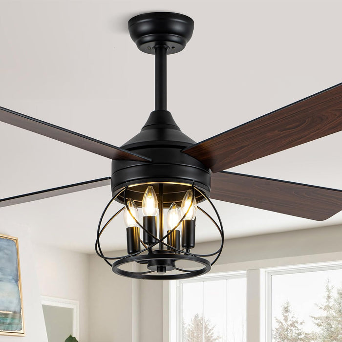 52 Inch Farmhouse Ceiling Fan Silent Motor Remote