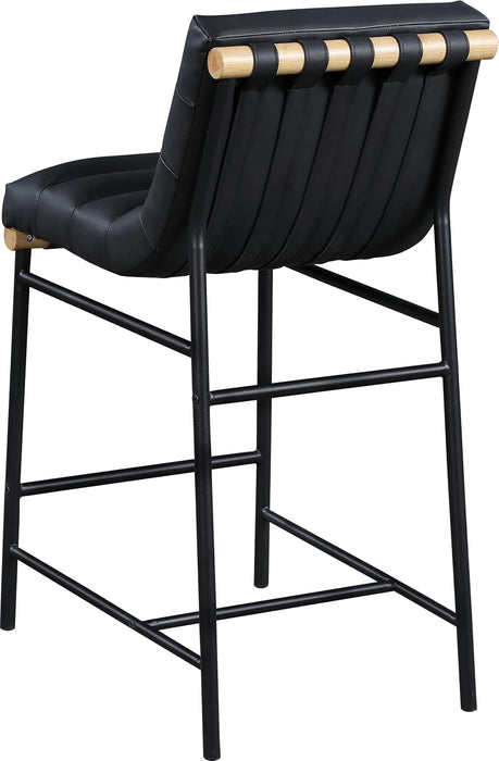 857Black-C Burke Collection Modern | Contemporary Vegan Leather Upholstered Counter Stool, Black, 18" W X 24" D X 37.5" H
