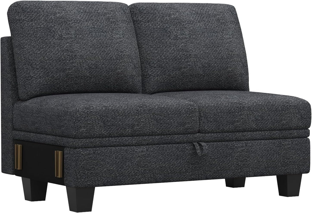 Modern Chenille Loveseat with Storage - Dark Gray