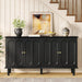 63 Inch Buffet Cabinet with Storage, Arched Sideboard Cabinet with 4 Doors and Adjustable Shelves, Wooden Coffee Bar for Kitchen, Living Room, Entryway, Black