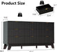 Black Dresser 9 Drawer Dresser for Bedroom, 57''Wide Fluted Wooden Dresser Storage Cabinet and Chest of Drawers with Metal Handle, Storage Organizer for Living Room, Hallway, Entryway