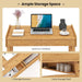 Bamboo Computer Desk with Drawers and Open Shelf - ShipItFurniture