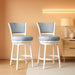 Bar Stools Set of 2, 25 Inch Metal Counter Height Bar Chairs, Modern Linen Fabric 360° round Swivel Barstools with Back, Counter Stools for Kitchen Island, Pub, Grey & White - ShipItFurniture
