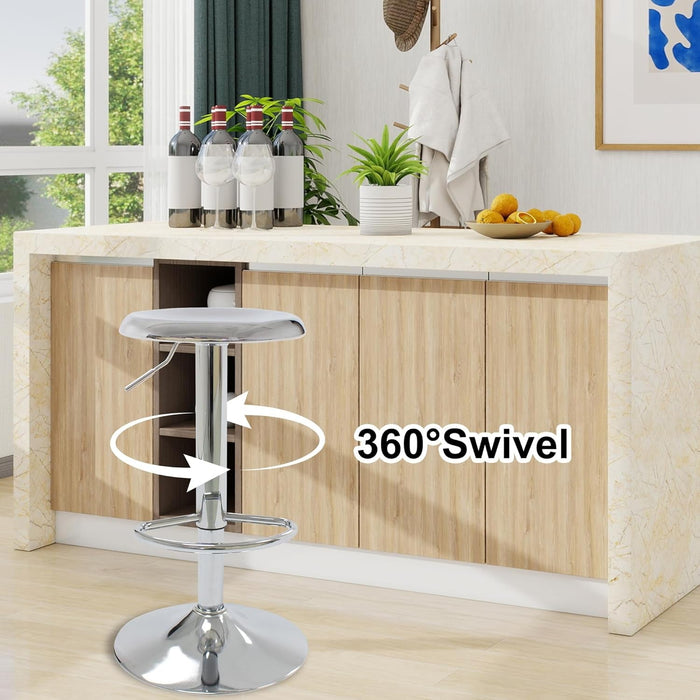 Bar Stools Set of 2, Adjustable Metal Bar Stools Swivel Counter Height Stool Backless Barstools for Kitchen Island Pub, Chrome - ShipItFurniture