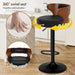 Bar Stools Set of 2, Adjustable Swivel Bar Chairs with Faux Leather Upholstery, Counter Height and Wooden Backrest for Kitchen Islands, Black & Brown - ShipItFurniture