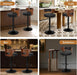 Bar Stools Set of 2, Adjustable Swivel Bar Chairs with Faux Leather Upholstery, Counter Height and Wooden Backrest for Kitchen Islands, Black & Brown - ShipItFurniture