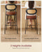 Bar Stools Set of 2, Bar Height Stools with Rattan Back and Metal Legs, 25.1 - Inch Tall Counter Chairs, Modern Leather Upholstered Barstools for Kitchen Island Dining Room, Caramel Brown - ShipItFurniture