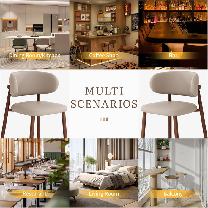 Bar Stools Set of 2 Counter Height Barstool Metal Kitchen Counter Height Bar Stool Island Chairs 26 Inch, Walnut/Khaki - ShipItFurniture