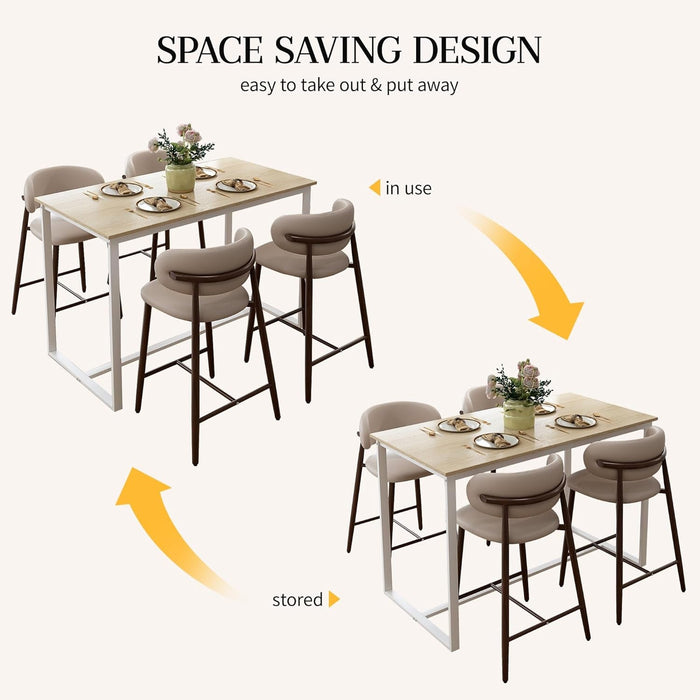 Bar Stools Set of 2 Counter Height Barstool Metal Kitchen Counter Height Bar Stool Island Chairs 26 Inch, Walnut/Khaki - ShipItFurniture